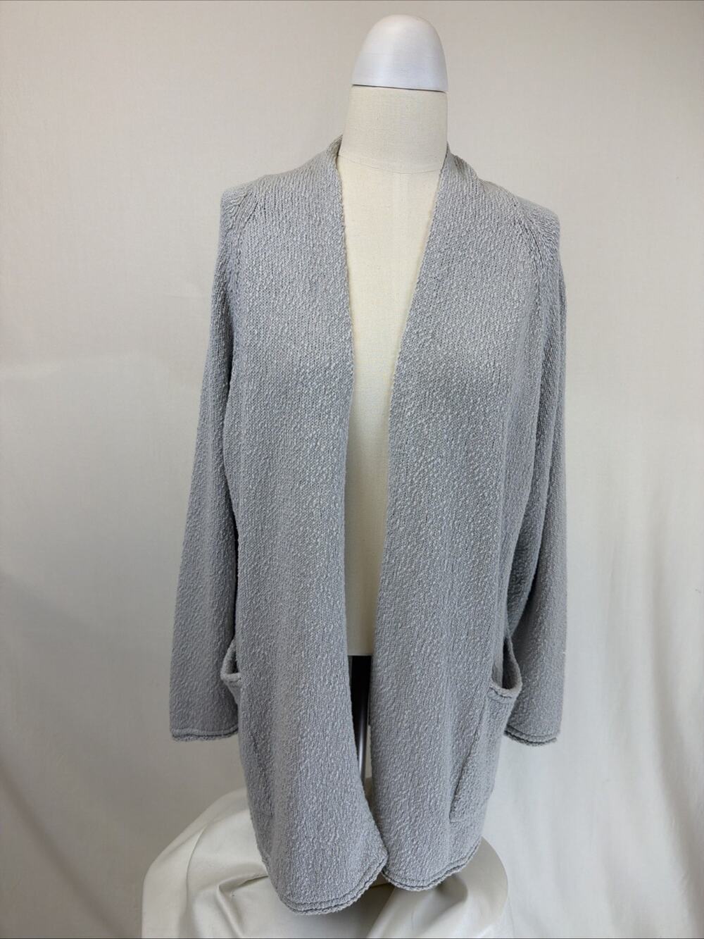 NWT Liv by Habitat Gray Pockets Open Long Cardigan Sweater XL #0683